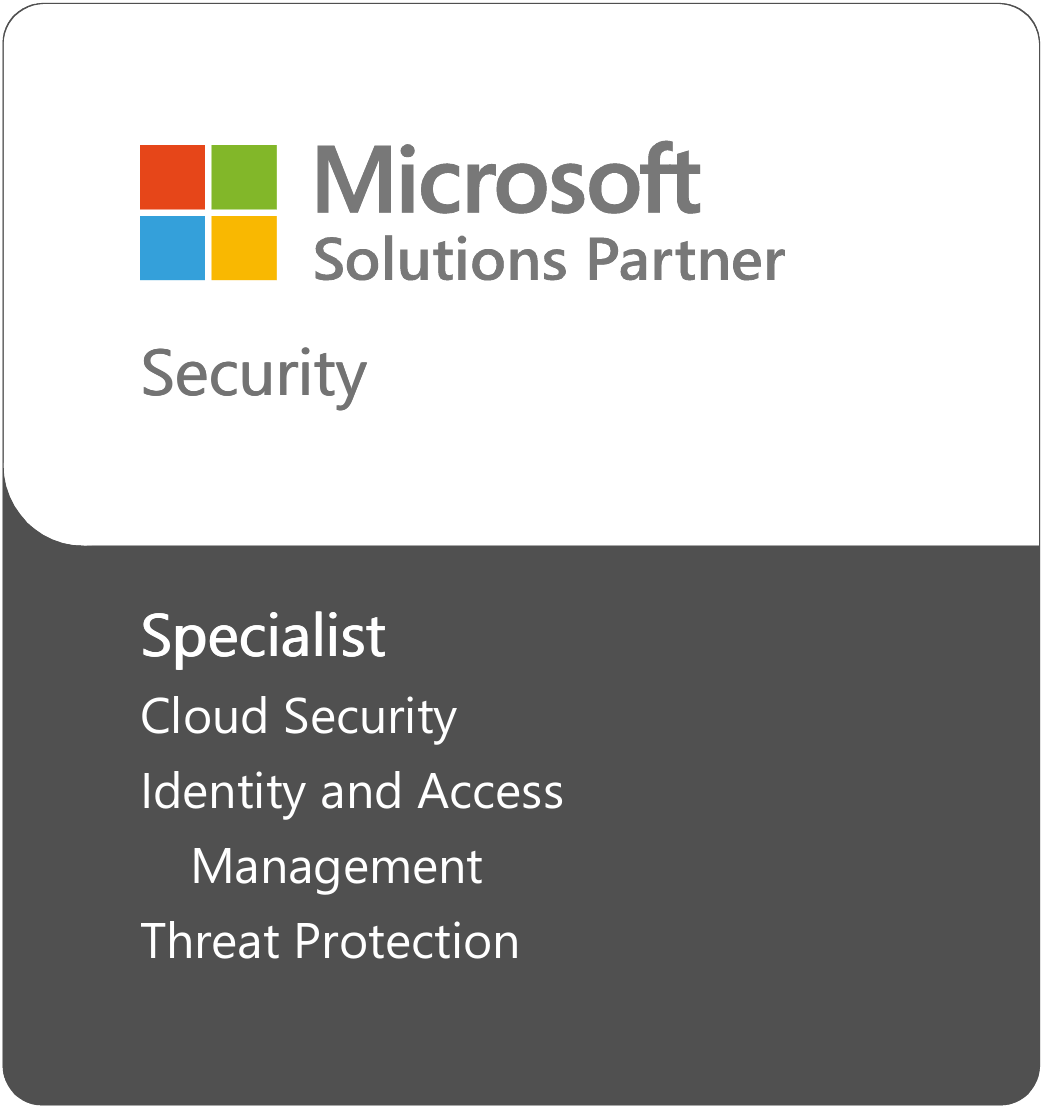 Logo Zertifikat Microsoft Solutions Partner_Security_Specialist_Identity and Access Manageement Threat Protection_COMLINE SE